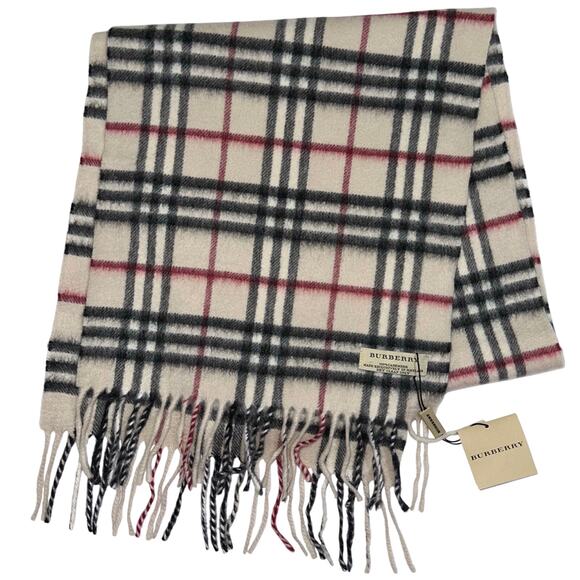 NWT Burberry Nova Check 100% Scottish Cashmere Iconic Rectangle Fringe Scarf - Picture 1 of 16